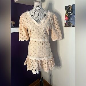 Just Me Pale Pink Gia Eyelet Dress NWT